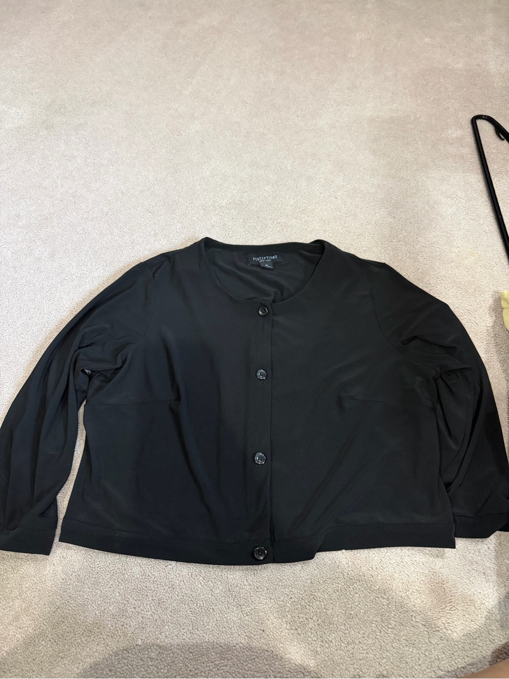 Perceptions Black Button-Front Lightweight Top - Picture 2 of 4